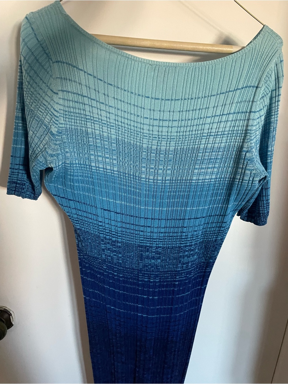 Ann Taylor Ombre Teal to Navy Ribbed Boatneck Tunic